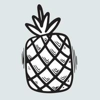 ananas main tiré avec griffonnage style illustration. vecteur