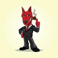 homme d'affaire avec une diable tête et fumeur tuyau, vecteur illustration.