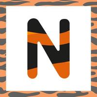 lettre n avec motif tigre vecteur
