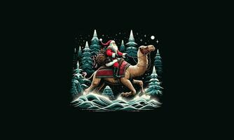 Père Noël équitation chameau sur forêt vecteur ouvrages d'art conception