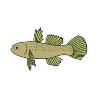 dessin animé vecteur illustration eau fraiche gobie poisson icône isolé sur blanc Contexte