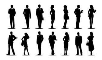 silhouettes de affaires gens dans divers pose. vecteur illustration.