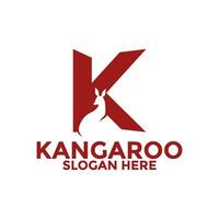 initiale lettre k avec kangourou logo vecteur modèle