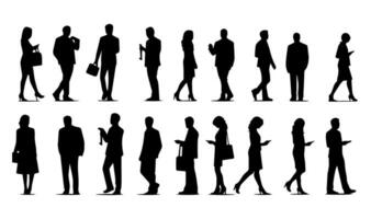 silhouettes de affaires gens dans divers pose. vecteur illustration.