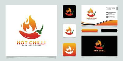 rouge chaud le Chili logo dessins concept vecteur, épicé poivre logo dessins modèle avec affaires carte conception vecteur