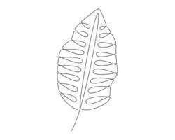 tropical feuille icône plus de blanc arrière-plan, ligne style, vecteur illustration