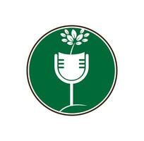 la nature Podcast avec feuille logo conception modèle vecteur