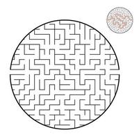 labyrinthe rond abstrait. jeu pour enfants et adultes. casse-tête pour les enfants. énigme du labyrinthe. illustration vectorielle plane isolée sur fond blanc. avec la bonne réponse. vecteur