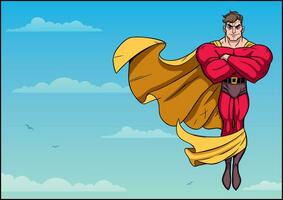 super-héros en volant dans ciel horizontal vecteur