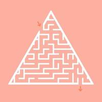 labyrinthe triangulaire abstrait. jeu pour les enfants. casse-tête pour les enfants. une entrée, une sortie. énigme du labyrinthe. illustration vectorielle plane isolée sur fond de couleur. vecteur