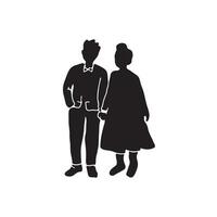 une noir silhouette couple ensemble clipart sur une blanc Contexte vecteur