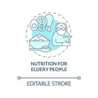 nutrition pour les personnes âgées icône concept bleu vecteur