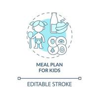 plan de repas pour les enfants icône concept bleu vecteur