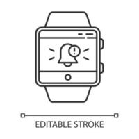 icône linéaire de fonction smartwatch notifications push vecteur