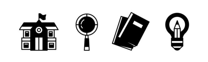 école équipement icône vecteur noir et blanc illustration conception pour entreprise. Stock vecteur.