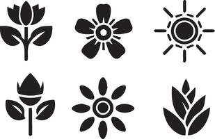 minimal fleurie icône vecteur silhouette noir Couleur blanc Contexte 18