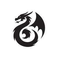 dragon tête silhouette logo conception. ailé dragon vecteur icône dans noir et blanc Couleur