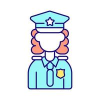 icône de couleur rgb femme agent de police vecteur