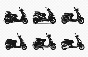 moto scooter silhouettes vecteur ensemble, scooters noir silhouette vecteur paquet