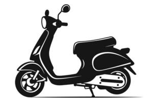 une moto scooter vecteur noir silhouette isolé sur une blanc Contexte