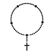 silhouette de chapelet. bijoux de prière pour la méditation. chapelet catholique avec une croix. symbole religieux. illustration vectorielle. vecteur