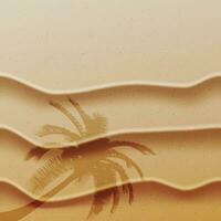 réaliste plage le sable Contexte avec paume ombre, vecteur illustration