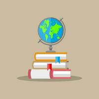éducation concept. globe, pile de livres. vecteur illustration dans plat style sur marron Contexte