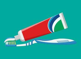brosse à dents, dentifrice. brossage dents. dentaire équipement. hygiène et soins bucco-dentaires. vecteur illustration dans plat style