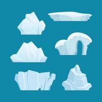 paysage arctique iceberg avec des roches de glace blanche froide collection de dessins animés d'eau de mer vecteur