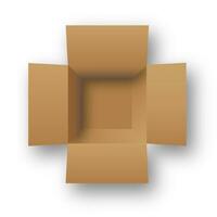 marron ouvert papier carton paquet boîte avec ombres isolé sur blanc Contexte. livraison, poste, achats. vecteur illustration