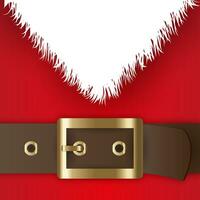 rouge Père Noël claus costume, cuir ceinture avec or Boucle, blanc barbe, concept pour salutation ou postal carte, vecteur illustration