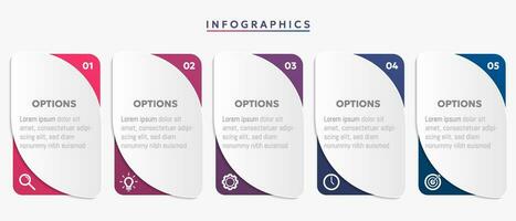 moderne affaires infographie modèle avec 5 les options ou étape Icônes. vecteur