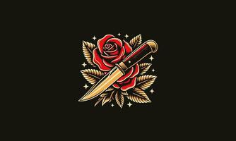 épée et rouge Rose vecteur illustration tatouage conception