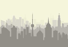 brumeux ville horizon silhouette. les gratte-ciel, tours, Bureau et résidentielle bâtiments. vecteur illustration