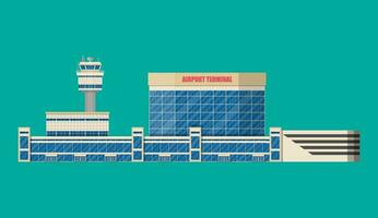 aéroport contrôle la tour, Terminal bâtiment et parking zone. vecteur illustration dans plat style
