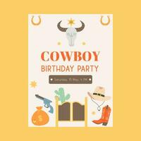 plat style sauvage Ouest cow-boy fête anniversaire invitation vecteur