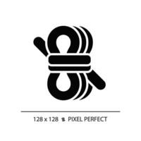 2d pixel parfait glyphe style corde icône, isolé vecteur, randonnée équipement silhouette illustration. vecteur