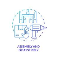 2d Assemblée et démontage pente icône représentant en mouvement service, Facile isolé vecteur, mince ligne illustration. vecteur