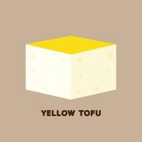 Jaune Tofu vecteur. Tofu sur blanc Contexte. vecteur