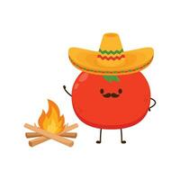 joli design de personnage de tomate. illustration vectorielle de légume heureux. design plat de tomate de dessin animé pour les livres pour enfants. vecteur