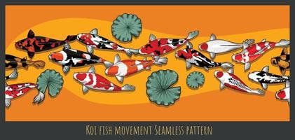 Groupe de modèle sans couture de poissons koi vecteur