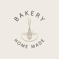 création de logo de boulangerie. vecteur de signe de boulangerie. conception de logo de fouet.