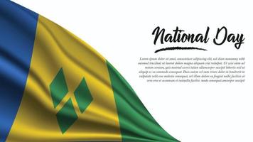 bannière de la fête nationale avec fond de drapeau saint vincent et les grenadines vecteur