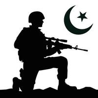 silhouette de une pakistanais soldat, la défense jour, indépendance jour, Pakistan journée concept vecteur