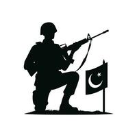 silhouette de une pakistanais soldat, la défense jour, indépendance jour, Pakistan journée concept vecteur