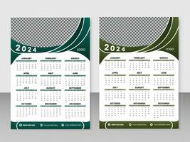 coloré, minimaliste, Facile et abstrait formes 2024 calendrier conception. vecteur