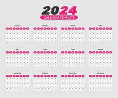 minimaliste moderne calendrier Date format table modèle conception pour 2024 vecteur