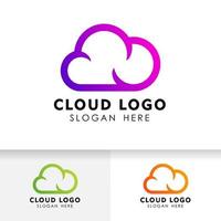 création de logo de technologie cloud dans le style d'art en ligne. icône de vecteur de conception de logo de nuage.