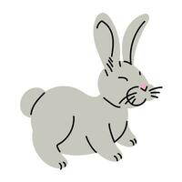 vecteur mignonne marrant duveteux lapin. une dessin animé lapin personnage dans une plat style. une animal de compagnie Souligné sur une blanc Contexte. mignon, gris marrant lièvre