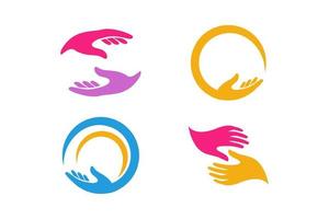 modèle de conception de logo de soins des mains. main silhouette vecteur icône illustration.
